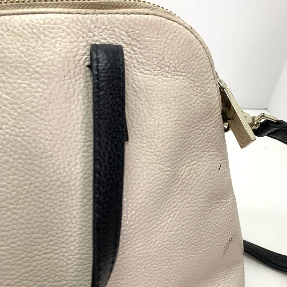 KATE SPADE Ivory Black Leather Handbag Purse Tote - Picture 7 of 16